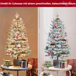 94 cm mini-kunstkerstboom met sneeuw, ingepot dennenboom met 50 leds in warm wit en 355 takpunten, met sneeuw bedekte kleine kerstboom