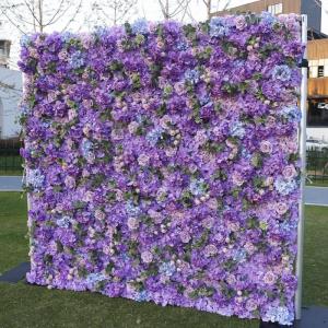 Lila Stoff Hintergrund Blumenwand Simulation Blumenhintergrundwand, Künstliche Wand Blumen Hintergrund 3D Seide Hortensien Blumen Panel Für Foto Hintergrund Home Party Hochzeit H