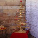 HWC-H77 Decoratieve kerstboom, 3D-kerstboom, kerstdecoratie, shabby look, dennenhout, verstelbaar, 130 x 82 x 82 cm, naturel