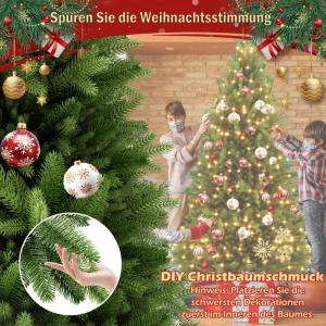 Kunstkerstboom met verlichting 150 cm dennenboom kunstgroen PVC, levensechte spuitgietelementen, edelspar snel op te bouwen, brandvertragend, incl. kerstboomstandaard (met LED)