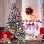 Kunstkerst, kleine kerstboom, 150 cm (Ø ca. 75 cm), 420 takken, moeilijk ontvlambaar pvc, met dennenappels wit