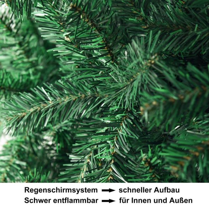 Kunstkerstboom 240 cm (diameter ca. 120 cm), 2,4 m kunstmatige groene dennenboom met 1500 takken, verwijderbaar inklapbaar en moeilijk ontvlambaar, kerstboom met metalen standaard 