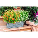Kunstbloemen voor buiten, uv-bestendig, , bloemen in grote hoeveelheden voor het ophangen van plantenbakken, buiten, veranda, vaas, thuis, raamdecoratie, 6 bundels, wit