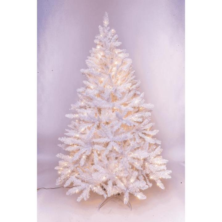 SOLAGUA Kunstkerstboom, spar extra gevuld met engelenhaar, 150 - 300 cm, met metalen standaard (240 cm, 1438 punten, wit)