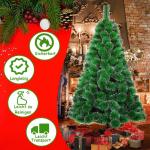 Kunstkerstboom, 150 cm, groene dennennaalden met sneeuweffect, kerstboom met 150 takken, snel op te bouwen klapsysteem, metalen standaard, kerstdecoratie