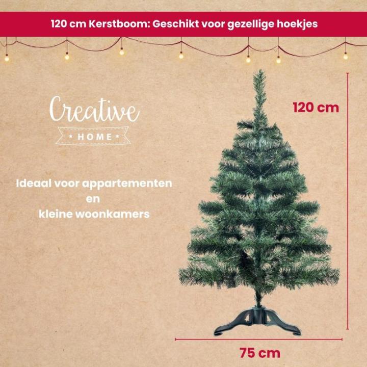 Realistische Kunstmatige Kerstboom Fir Xmas Tree | Afmeting: 120 cm | Feestdagdecor | Diepgroene Dichte Takken Stabiele Stand | Binnen & Buiten