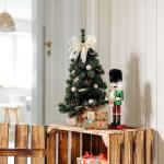 Kerstboom, gedecoreerd, crèmekleurig, hoogte 40 cm, kleine kunstkerstboom, mini-dennenboom, voor tafel, bureau, kantoor, binnen en buiten, kerstdecoratie, cadeau