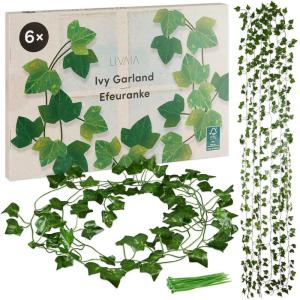 Ivy : 6 x klimop slinger – nep plant kamerdecoratie – 200 x 13 cm – 78-80 bladerige nep klimop als kamerdecoratie of balkondecoratie – voor inkijkbescherming – esthetisch