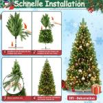 Kunstkerstboom van 180 cm in premium kwaliteit met warmwitte ledlampen, realistische takken en houten standaard, van PE + pvc, voor kerstdecoratie, herbruikbaar