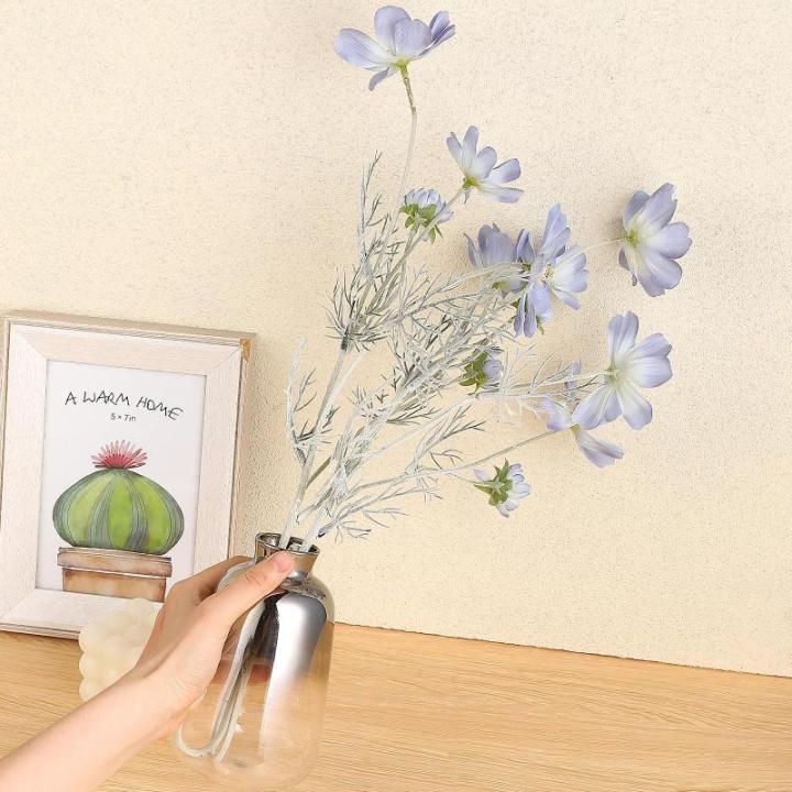 , 2 stuks, lichtblauwe bloemen, kosmos-planten, voor binnen en buiten, stoffen bloemen decoratie en kunsthandwerk voor bruiloft, banket, bloemenfeest, thuis
