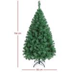Kunstkerstboom, 154 cm, met 398 takken, opvouwbare metalen standaard, kerstboom, kunstboom voor kerstdecoratie, groen