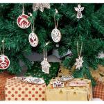 18er Christbaumschmuck aus Holz,Weihnachtsbaumschmuck Deko Holz 9 Designs Weihnachtsbaum Anhänger mit Hanfseilen und Beweglichen Holzperlen,Holzanhänger zum Basteln Rentier Weihn