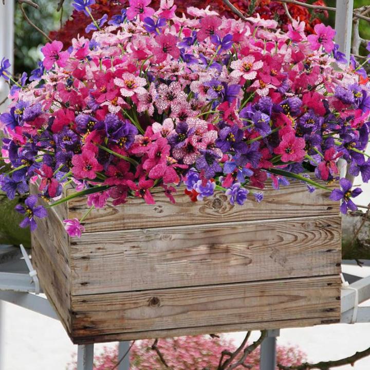 9 bundels zoals echt balkon, , weerbestendig, kunstplanten, buiten, uv-bestendig, balkonbloemen voor balkon, decoratie, tuin, outdoor