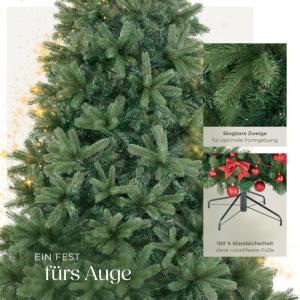 Kunstkerstboom, natuurgetrouwe spuitgiet- en pvc-naalden, flexibele kunstdennentakken, kunstkerstboom met metalen standaard, kerstdecoratie, 230 cm