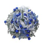 Künstlicher, vordekorierter, beleuchteter Pop-up-Weihnachtsbaum mit hängenden Kugeln für Weihnachtsdekoration (Blau und Weiß), 1,8 m