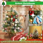 60cm Mini Künstlicher Weihnachtsbaum mit 30 LEDs Klein Tannenbaum mit Ständer PVC + PE Spitzen Christbaum für Weihnachten, Halloween, Hochzeit, Party (Schnee + Kiefernzapfen + B