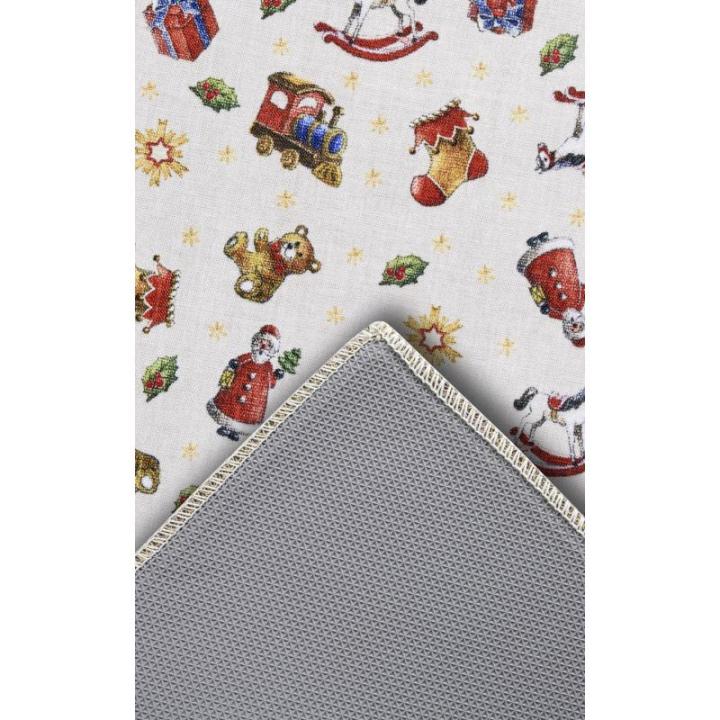 Design tapijt Nostalgic - Toy's Delight - kerstboomdeken, entreemat, kerstboommat voor woonkamer, slaapkamer, eetkamer, hal - rood meerkleurig, 50 x 80 cm