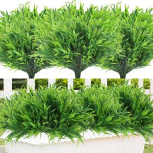 , outdoor, 8 bundels , Boston-varens, groene kunststof planten, uv-bestendig, weerbestendig, balkonplanten voor tuin, tuin, buiten, balkonbakken, decoratie