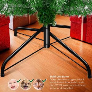 Kunstkerstboom PE 180 cm met 780 takpunten, dennenboom, kunstdennenboom, snelle montage, incl. kerstboomstandaard, kerstdecoratie – PE Groen/Sneeuw, 1,8 m, dennenboom, Kerstmis