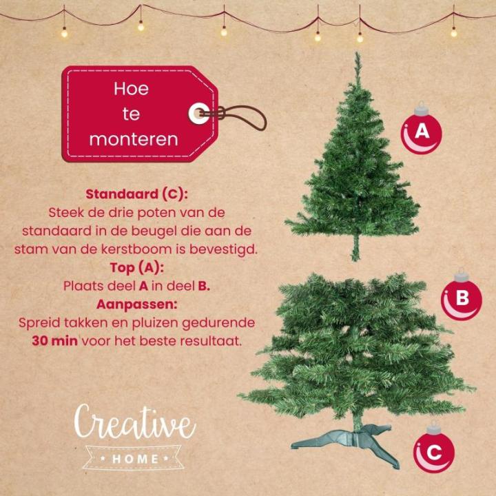 Realistische Kunstmatige Kerstboom Fir Xmas Tree | Afmetingen: 220 cm | Opvouwbare Vakantie Decor | Diepgroene Dichte Takken Stabiele Stand | Binnen & Buiten