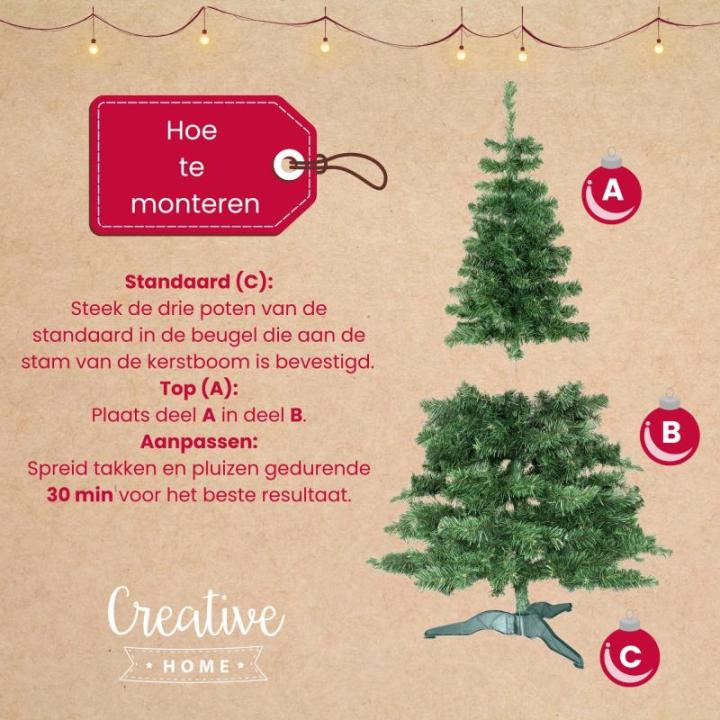 Realistische Kunstmatige Kerstboom Fir Xmas Tree | Afmetingen: 180 cm | Opvouwbare Vakantie Decor | Diepgroene Dichte Takken Stabiele Stand | Binnen & Buiten