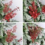 28 stuks kerst glitter bloemen bessen stelen kunstmatige kersttakken kerstboomversiering kunsttakken kerstboom plukken voor doe-het-zelf vakantie handwerk krans thuis decoratie (ro
