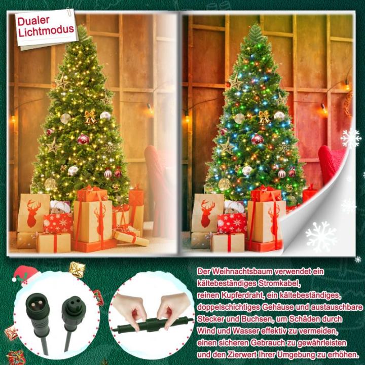 Kunstkerstboom van 210 cm met 350 RGB ledverlichting, premium dennenboom, kunstkerstboom van kunstkerstboom van PE en pvc, met metalen standaard, 1060 takpunten, snel op te bouwen 
