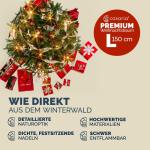Kerstboom Premium kunstmatig L 150x90cm houten kerstboomstandaard natuurgetrouw dichte takken spuitgegoten PVC mix Kerstmis dennenboom groen