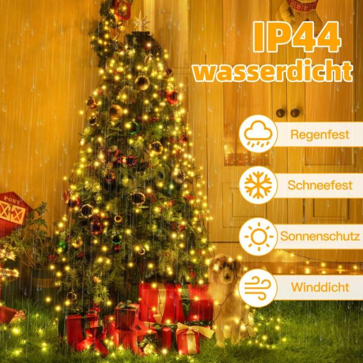 Lichtsnoer kerstboom 2,5 m, 300 leds, lichtketting voor buiten en , 12 strengen met ringtimer, 8 modi, waterdichte kerstverlichting voor buiten, 150 cm, 180 cm, 240 cm boom (warmwi
