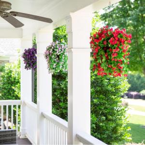 Kunstmatige nephangende bloemen, plantenmanden voor buiten, lente, zomerdecoratie, kunstzijde, orchidee in plantenbak, UV-bestendig, realistisch voor thuis, buiten, veranda, terras