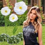 Künstliche Blüten, riesige Blumen 55-71 Zoll, große künstliche Blüten mit Stielen, weißer Langer Seiden-Seidenblumen