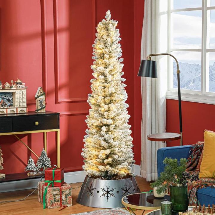 Kunstkerstboom, 180 cm, met 150 ledlampen, 329 takken, vlamvertragend, voor kerstfeest, binnen, groen + wit