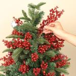 24 stuks bessen kerstdecoraties, kerstbessen met glitter, kunstmatige hulstbessen stamornamenten voor krans die kerstboomdecoraties maakt