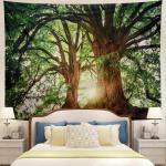 Natuur Bos Dikke Boom Wandtapijt 3D Groene Kofferbak Print Wall Art Opknoping voor Slaapkamer Woonkamer Dorm Decor, W59 x T51