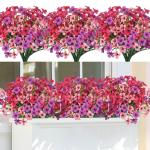 9 stuks voor buiten, 3 kleuren, UV-bestendige , weerbestendig, boeket, bloemboeket, bloemenarrangement voor tuin, balkon, raam, huis, feestdecoratie