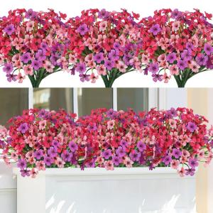 9 stuks voor buiten, 3 kleuren, UV-bestendige , weerbestendig, boeket, bloemboeket, bloemenarrangement voor tuin, balkon, raam, huis, feestdecoratie