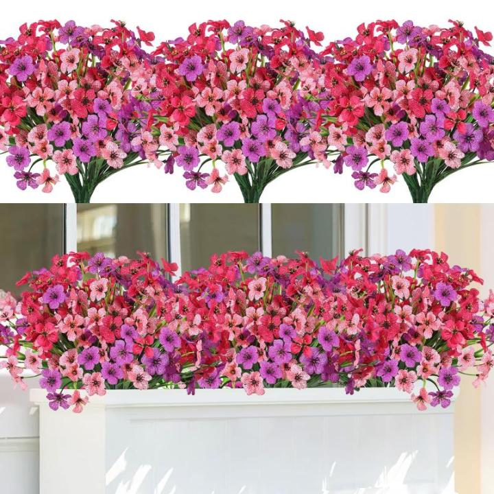9 stuks voor buiten, 3 kleuren, UV-bestendige , weerbestendig, boeket, bloemboeket, bloemenarrangement voor tuin, balkon, raam, huis, feestdecoratie