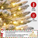 94 cm mini-kunstkerstboom met sneeuw, ingepot dennenboom met 50 leds in warm wit en 355 takpunten, met sneeuw bedekte kleine kerstboom