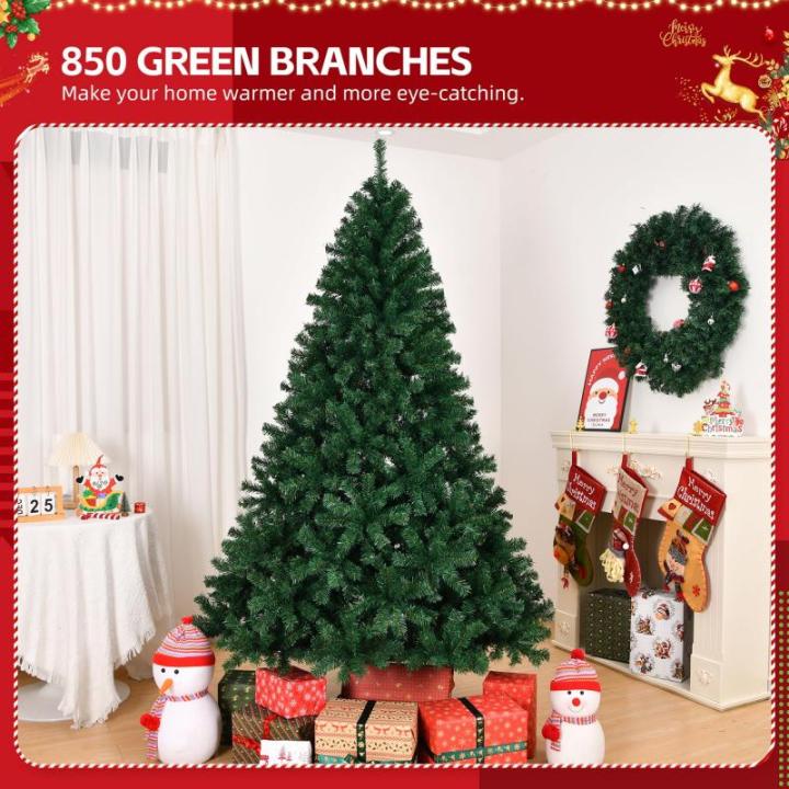 Kunstkerstboom 120/150/180/210 cm pvc-materiaal verdikte takken, opvouwbaar met robuuste sokkel, groen, 210 cm