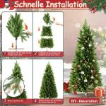 Kunstkerstboom in premium kwaliteit, groene realistische takken van PE + pvc, herbruikbaar, stabiele houten standaard, voor kerstdecoratie, herbruikbaar