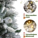 Künstlicher Weihnachtsbaum Tannenbaum mit Beleuchtung, LED Christbaum, Schnee PE+PVC mit 1100 Spitzen und 360 Warm LED, 210 cm mit Metallstand 8 Lichtmodi Weihnachtsdekoration Ges