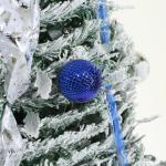 Künstlicher, vordekorierter, beleuchteter Pop-up-Weihnachtsbaum mit hängenden Kugeln für Weihnachtsdekoration (Blau und Weiß), 1,8 m