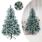 Kunstkerst, kleine kerstboom, 150 cm (Ø ca. 75 cm), 420 takken, moeilijk ontvlambaar pvc, met dennenappels wit