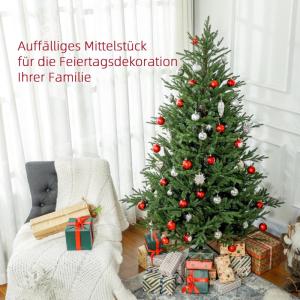 Kunstkerstboom, 180 cm kerstboom met 2380 takken, inklapbare metalen standaard, voor kerstdecoratie, groen