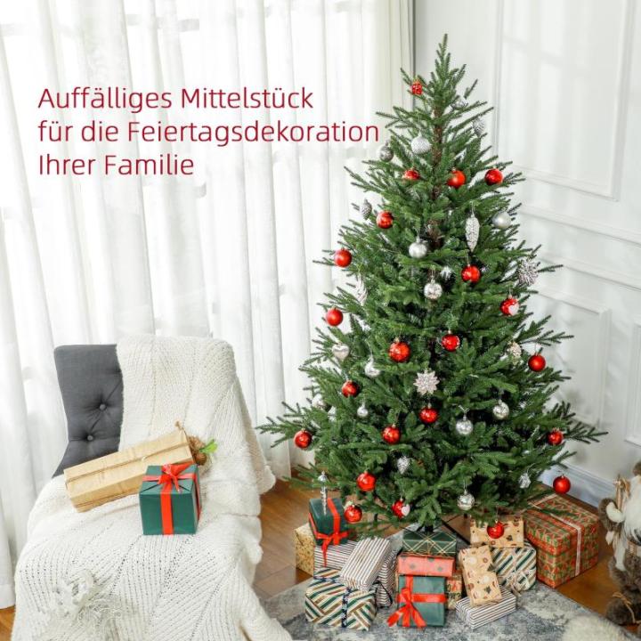 Kunstkerstboom, 180 cm kerstboom met 2380 takken, inklapbare metalen standaard, voor kerstdecoratie, groen