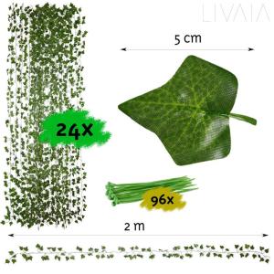 Ivy : 24x klimop slinger – nep plant kamerdecoratie – 200x13cm – 78-80 bladerige nep klimop als kamerdecoratie of balkondecoratie – voor inkijkbescherming – esthetische k