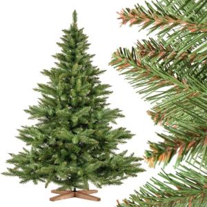 FT14/FT15 Normanntanne Kunstkerstboom, groene stam, gemaakt van PVC, inclusief houten standaard, 180cm