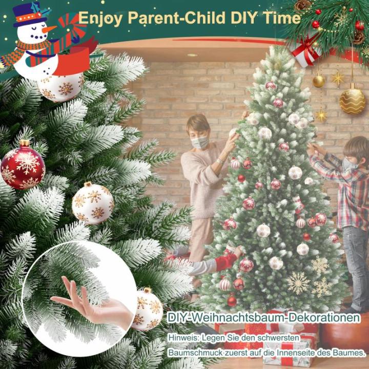 Künstlicher Weihnachtsbaum 150cm, Tannenbaum mit Holzständer, PVC+PE Christbaum Weihnachtsbaum inkl. 500 Spitzen, für Weihnachtsdeko Mehrweg