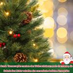 2 x kerstboom met decoratieve lichtketting, 30 leds, warm wit, 60 cm, mini-kunstkerstboom met dennenappels en taxbessen, tafelkerstboom, kerstdecoratie, materiaal PE, voor Kerstmis