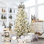Onbreekbare doorzichtige plastic van 60 mm met glitterschilderij, transparant, doorzichtige kristallen , kerstboomdecoraties (30 stuks, wit)